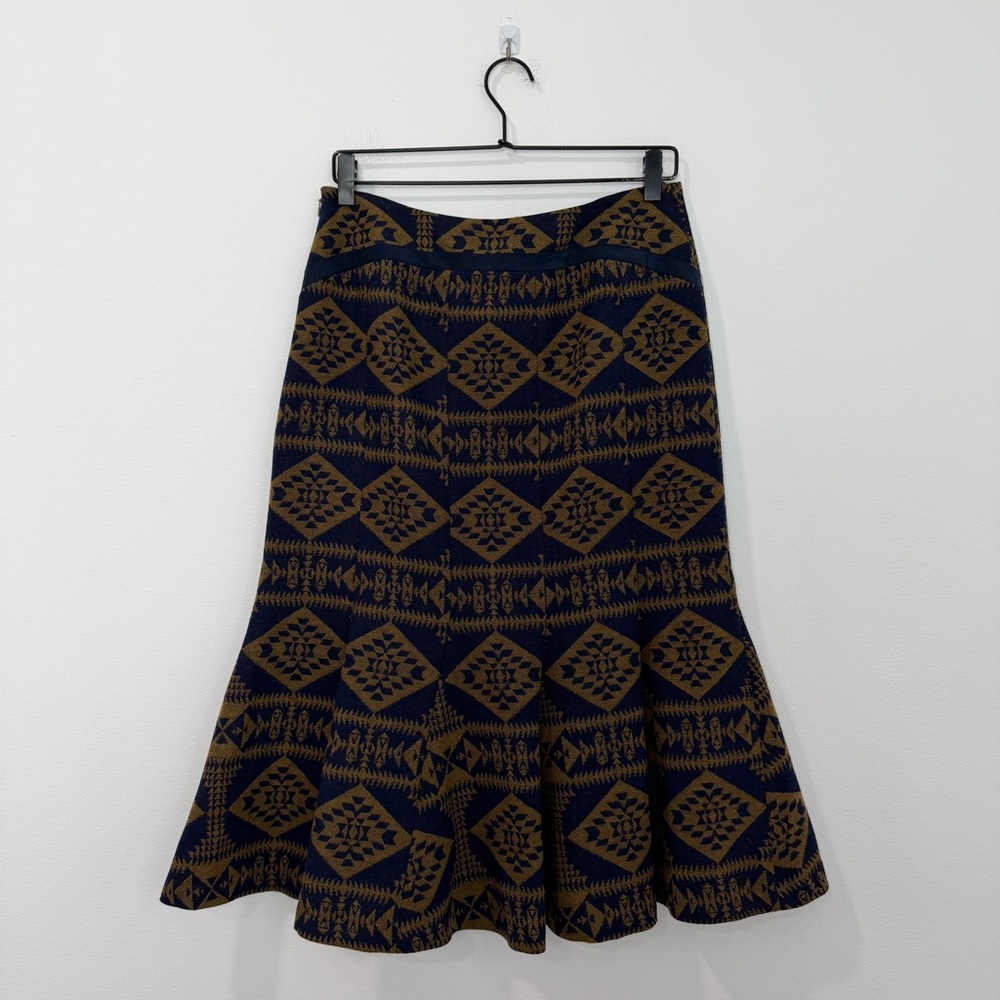 Pendleton Navy And Gold Patterned Midi Skirt - image 2